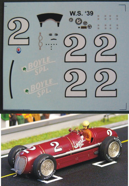 Decal Maserati 8 CTF  # 2 - Wilbur Shaw 1939